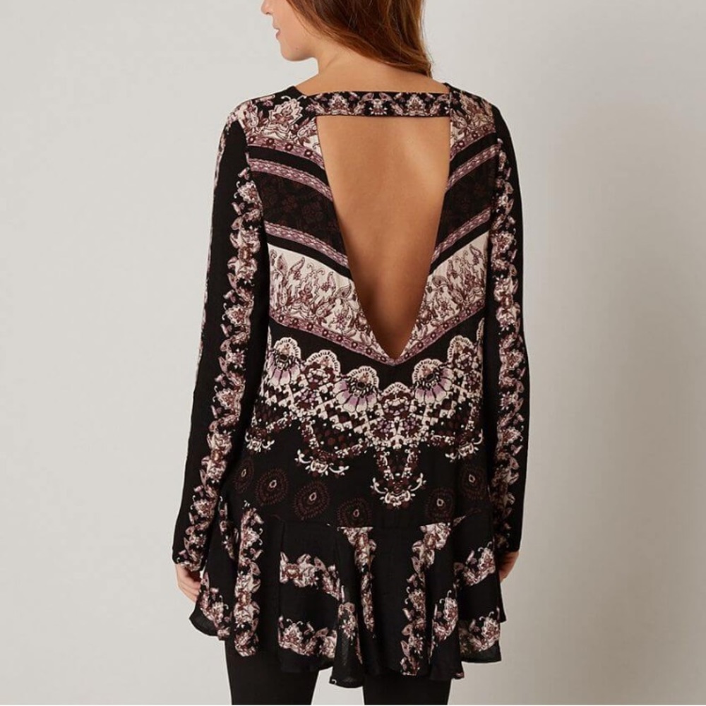 Free People Smooth Talker Printed Tunic in Black - Picture 2 of 6